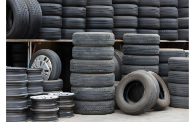 Stack of new and used tires